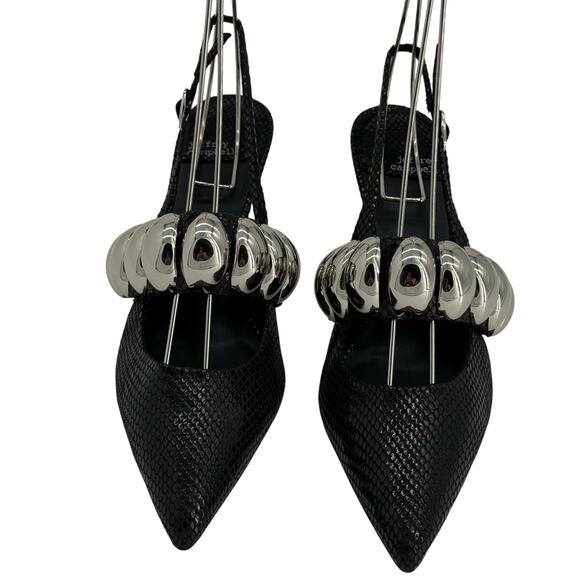 Jeffrey Campbell Black Leather Persona Slingback Pumps Womens 8 - Picture 5 of 13